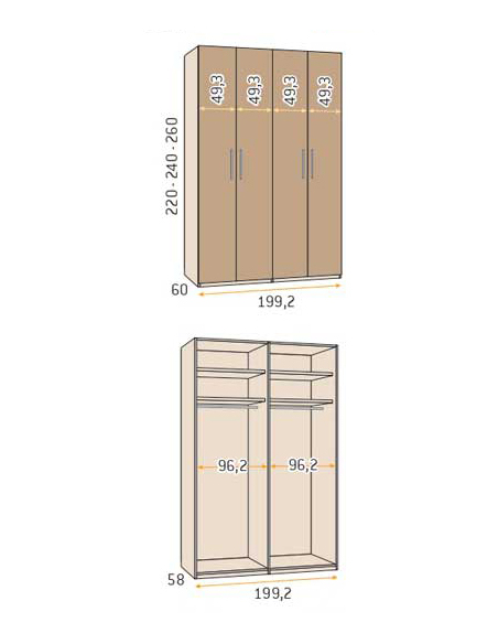 Armario recto cuatro puertas lacadas Sare Kasas Decoración