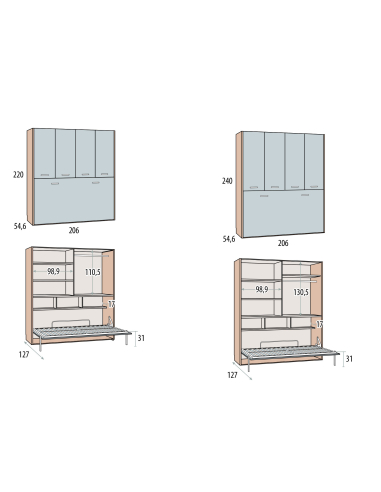 Cama Abatible Horizontal Basic Con Armario Kasas Decoraci N