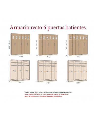 Armario recto tres puertas batientes