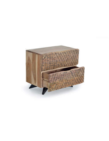 Mesita de noche dos cajones en acacia...