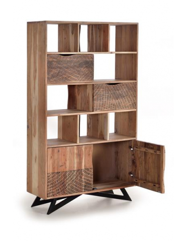 Librería en acacia tallada a mano