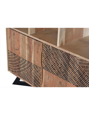 Librería en acacia tallada a mano