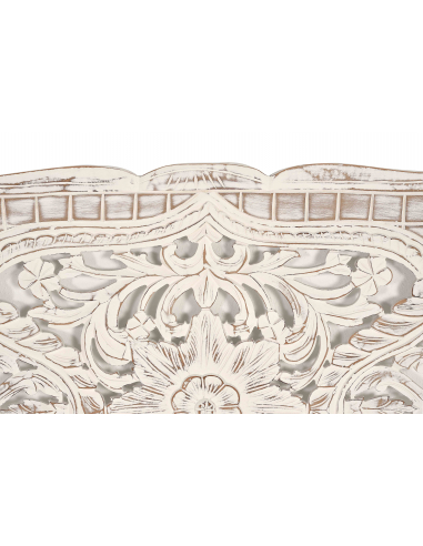 Cabecero madera blanqueada tallado a...