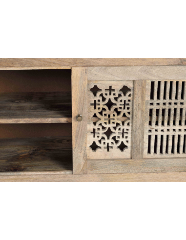 Mueble TV madera tallada y metal