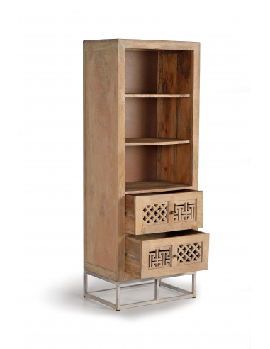 Librería madera tallada y metal