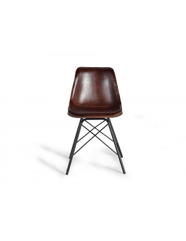 Silla estilo industrial en piel y metal Silla estilo industrial en piel y metal