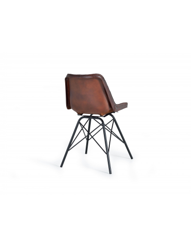 Silla estilo industrial en piel y metal Silla estilo industrial en piel y metal