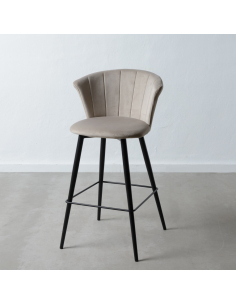 Taburete terciopelo gris metal