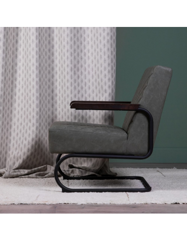 Sillón verde metal y símil piel Sillón verde metal y símil piel