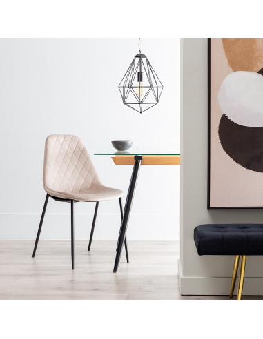 Set cuatro Sillas beige metal-terciopelo