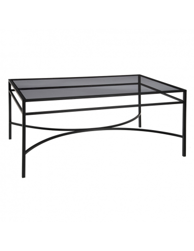 Mesa centro negro metal y cristal...
