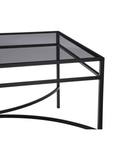 Mesa centro negro metal y cristal...
