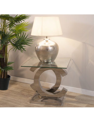 Mesa de rincón con pie de metal con...