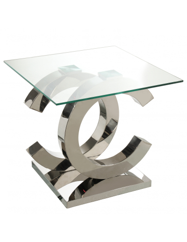 Mesa de rincón con pie de metal con...