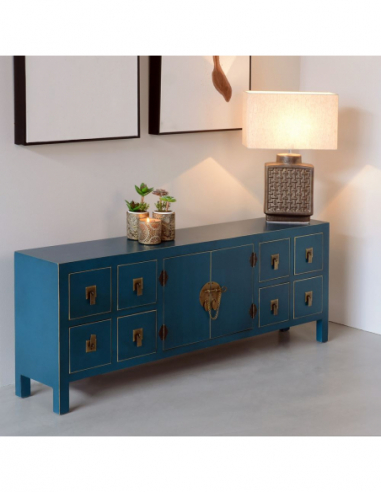 Mueble oriental 8 cajones azul