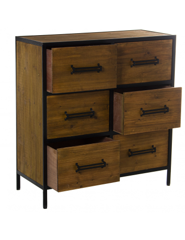 Cómoda madera y metal seis cajones