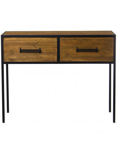 Consola Madera y Metal dos Cajones
