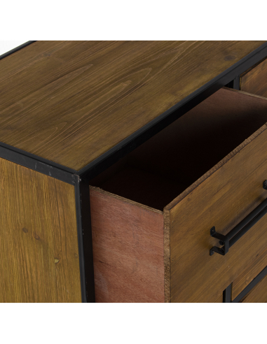 Cómoda madera y metal seis cajones