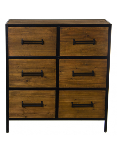 Cómoda madera y metal seis cajones