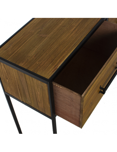 Consola Madera y Metal dos Cajones