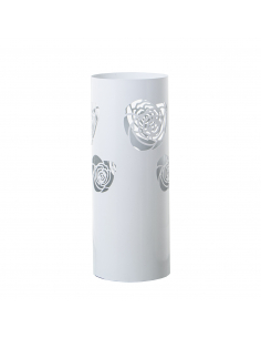 Paragüero metal blanco flores