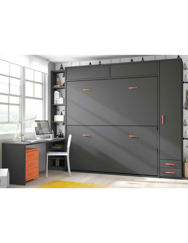 Cama abatible horizontal doble con...