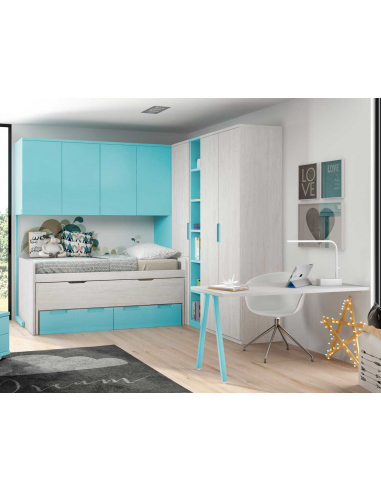 Compacto nido oculto ruedas y cajones