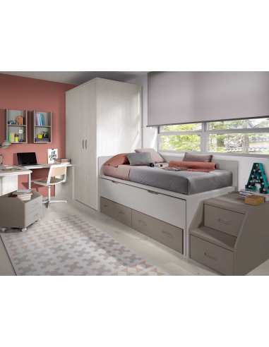 Compacto nido oculto y dos cajones