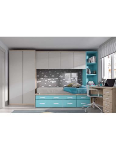 Compacto liso con cajones y contenedores