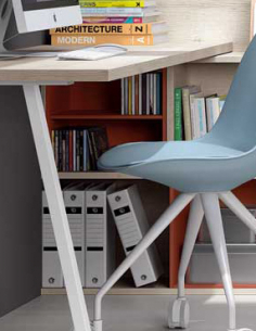 Bajo mesa estudio estantes 2