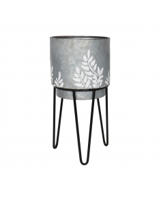 Macetero metal ramas gris y... 2