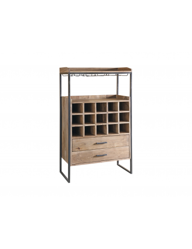 Mueble bar acacia y metal 75x35x125 cm