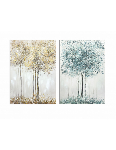 Set 2 Lienzo impr árboles puntos