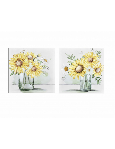 Set 2 Lienzo impr margaritas 40x40 cm