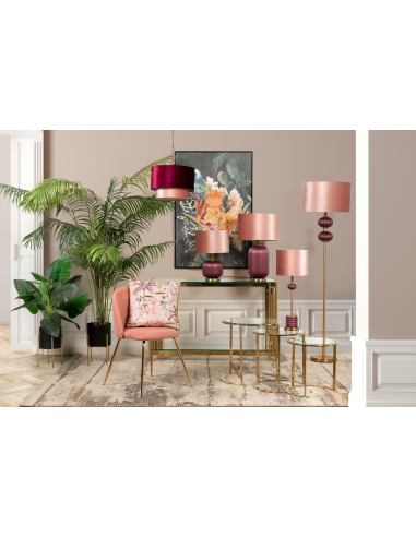 Lámpara de techo rosa y granate