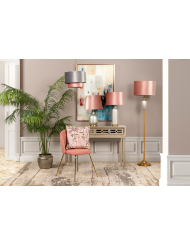 Lámpara de techo gris y rosa