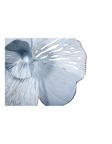 Espejo pared metal flores blanco