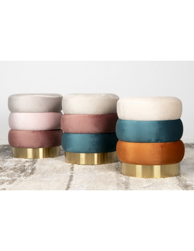 Puff terciopelo blanco rosa y azul