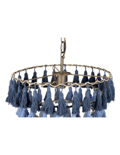 Lámpara techo borlas azules 2