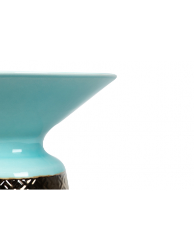 Florero cerámica azul dorado