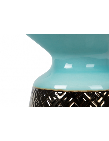 Florero cerámica azul dorado