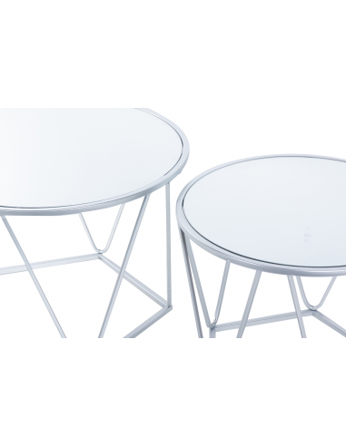 Set 2 mesas metal y espejo cilíndricas