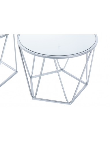 Set 2 mesas metal y espejo cilíndricas