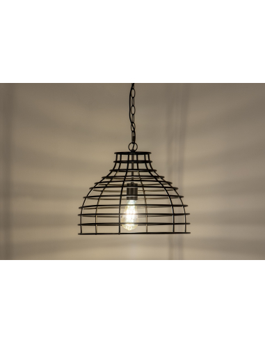 Lámpara techo metal negro rejilla