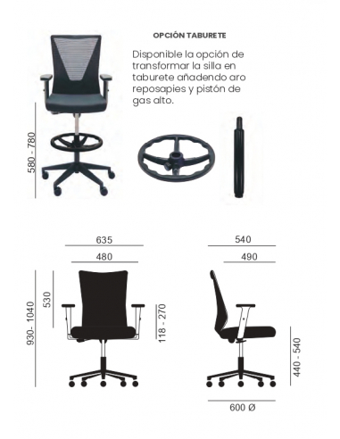 Silla de oficina TIRANA negro