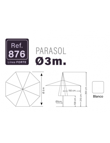 Parasol 3 m diámetro Heavy Duty Parasol 3 m diámetro Heavy Duty