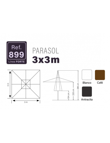 Parasol Aluminio Heavy Duty 3 x 3 m