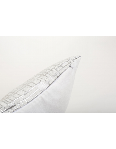 Cojín abstracto blanco y plata