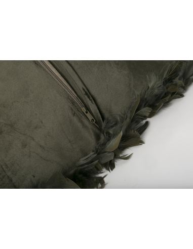 Cojín plumas verde oliva rectangular