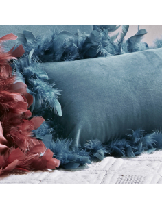 Cojín plumas azul rectangular